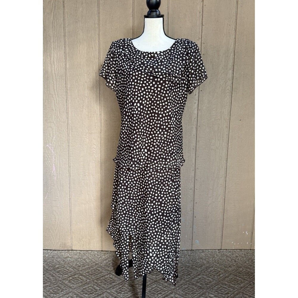 Vintage 90s R&K Originals Polka Dot Two Piece Dress Set Layered Skirt Size 14